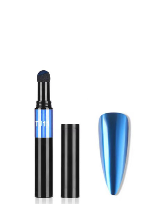 Penna effetto specchio blu